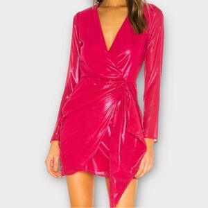 Lovers + Friends Women’s Brigid Dress XS Mini Metallic Barbiecore Hot Pink Sexy
